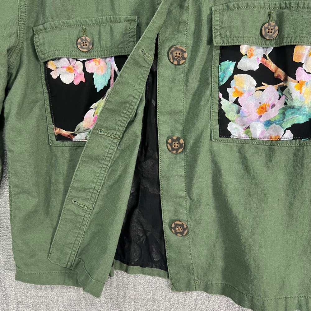 Handmade Floral Patchwork Shirt Botanical Earthy Green Sz M Unique Granola Artsy - Picture 8 of 13